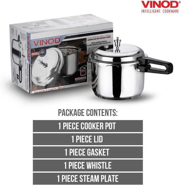Vinod Pressure Cooker 7 ltr Edelstahl Schnellkochtopf mit Glasdeckel, induktionsgeeignet hochwertige