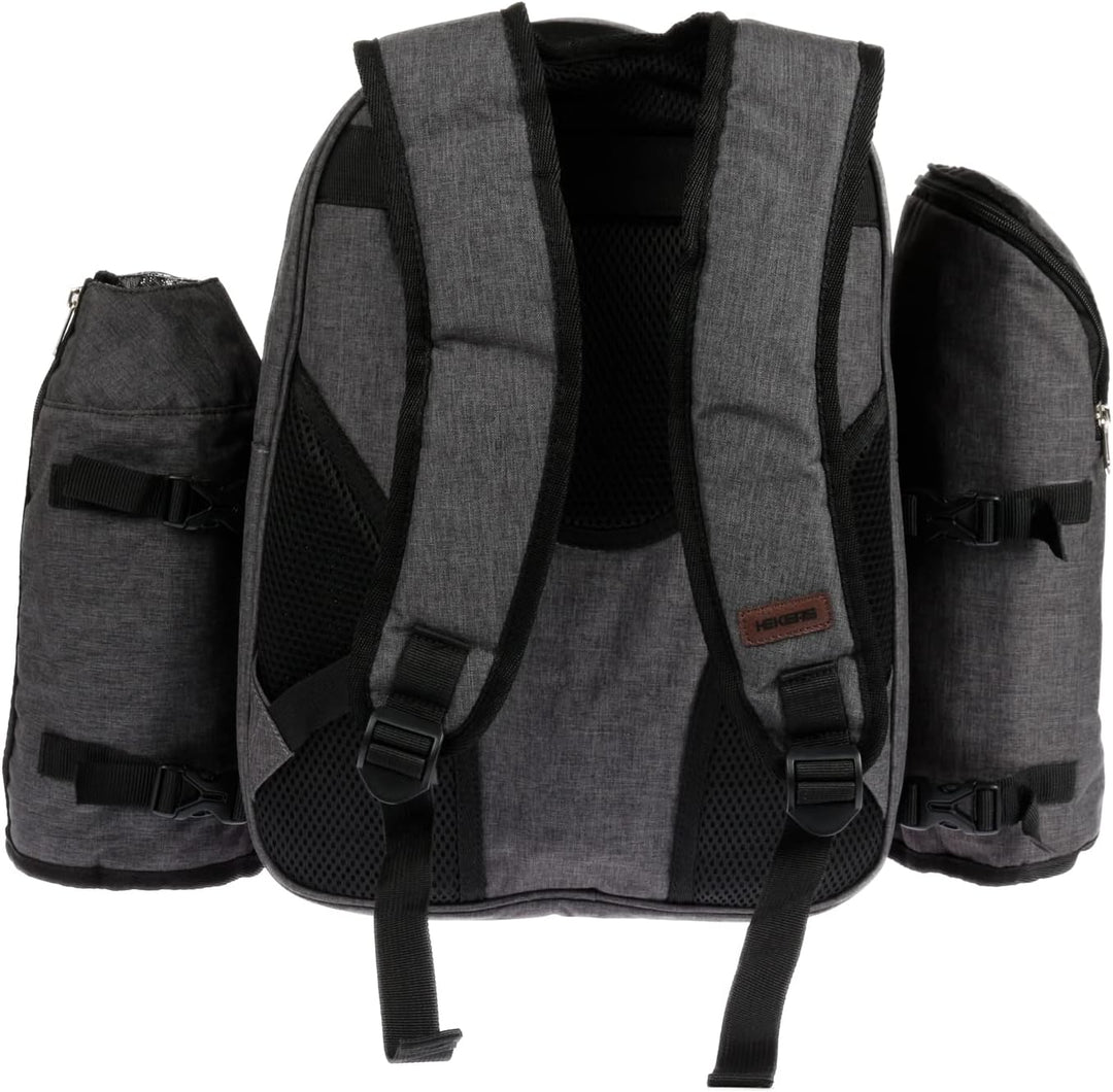 HEKERS Premium Picknickrucksack mit isoliertem Kühlfach und Flaschenhaltern für 4 Personen – Strand