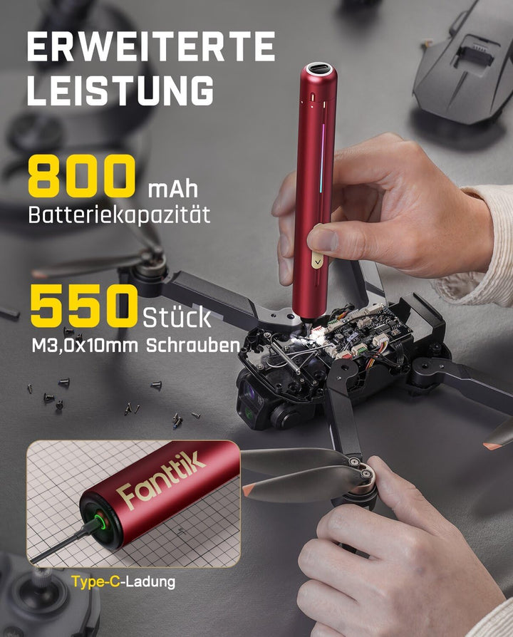 Fanttik E2 Ultra 3.7V Mini Elektro Schraubendreher Set, 50 in 1 Magnetische Präzisions-Schraubendreh