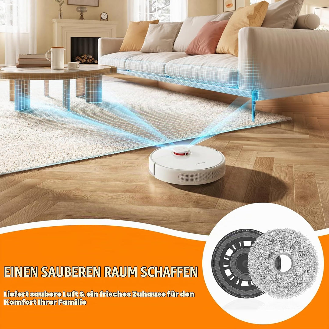 4 Wischtücher mit 2 Ersatzhalterung Zubehör für Dreame L20 Ultra/L10s Ultra Gen2/L10s Pro Ultra Heat
