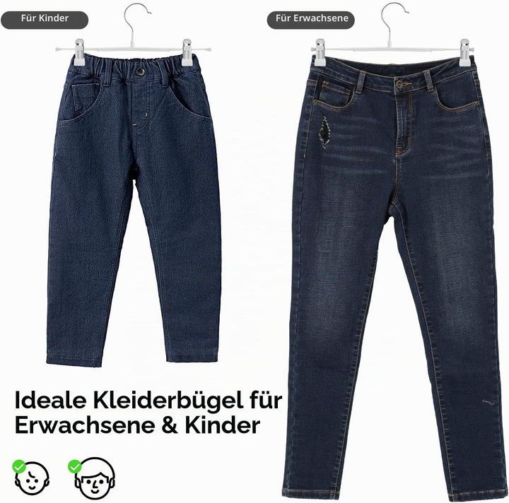 Dünne Hosenbügel, GUANJUNE rutschfeste Hosenbügel mit Verstellbaren Clips, Platzsparende Kleiderbüge