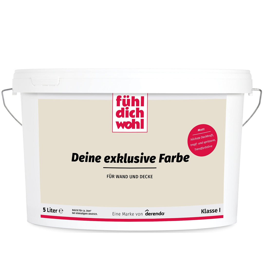derendo Fühl Dich Wohl Deine Farbe beige, matte Wandfarbe beige, hohe Deckkraft, verschiedene Beiget