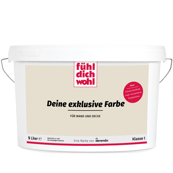derendo Fühl Dich Wohl Deine Farbe beige, matte Wandfarbe beige, hohe Deckkraft, verschiedene Beiget