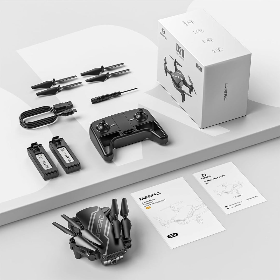 DEERC D20 Mini Drohne für Kinder mit 1080P Kamera, faltbarer RC Quadcopter mit FPV Live-Übertragung,