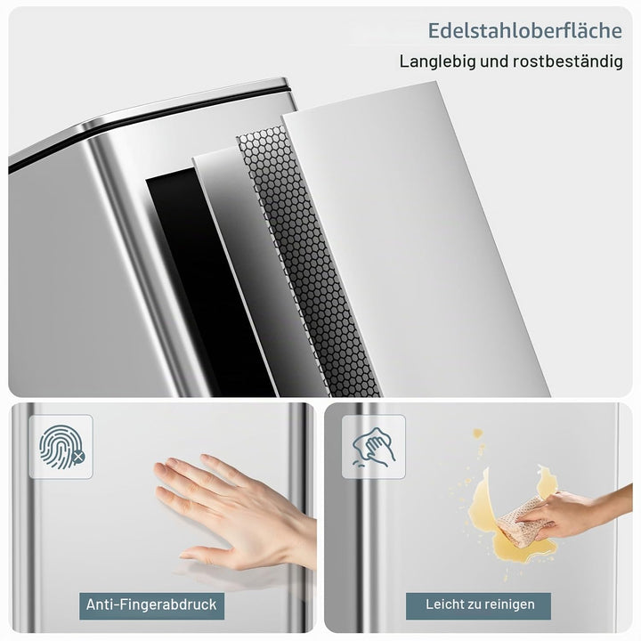 LIFERUN Mülleimer 30L aus Stahl, rechteckiger Abfalleimer mit Soft-Close-Deckel, Pedal und Inneneime