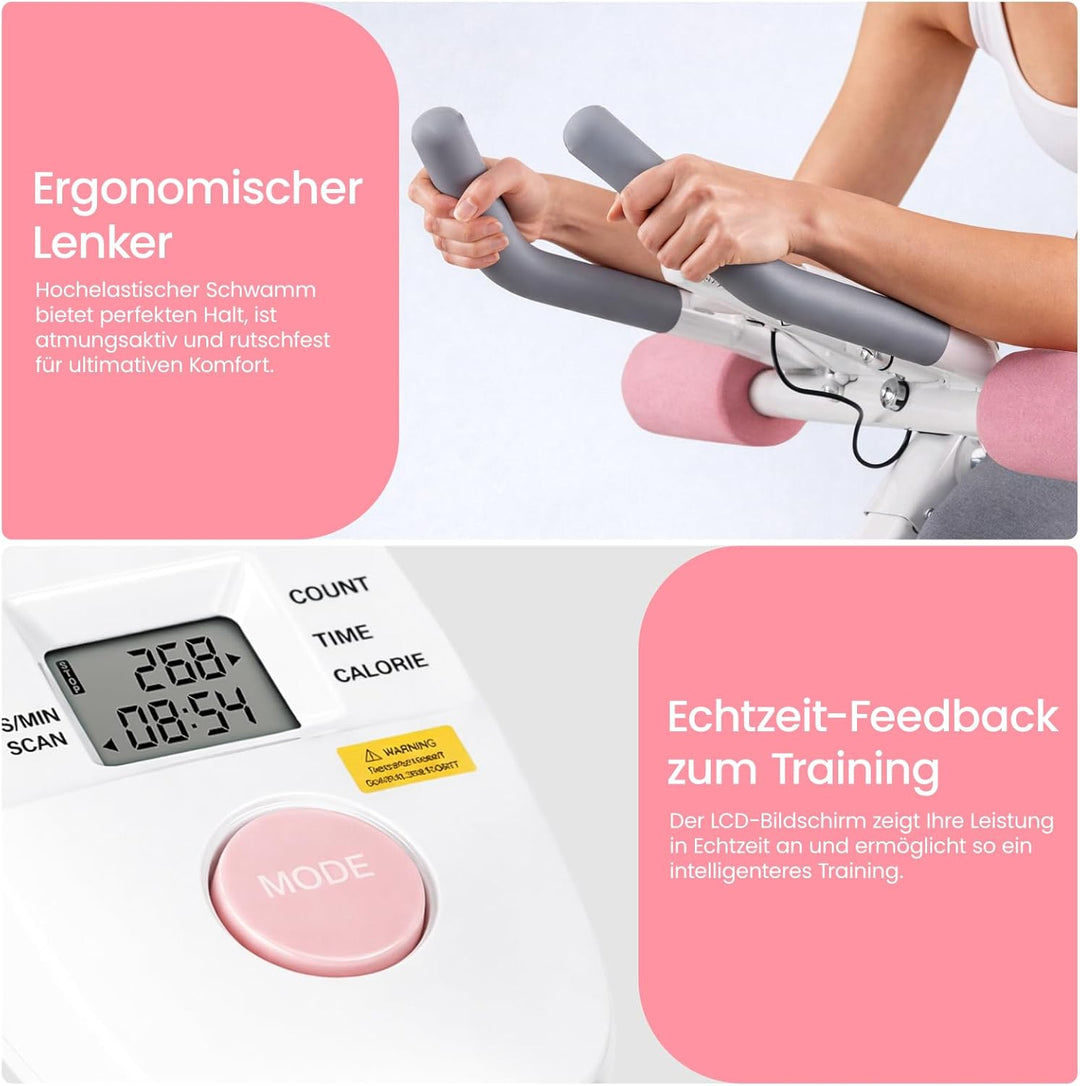 Ab Trainer Abdominal Muscle Machine Adjustable for Home Gym, Foldable And Space-Saving, Quiet Wheels