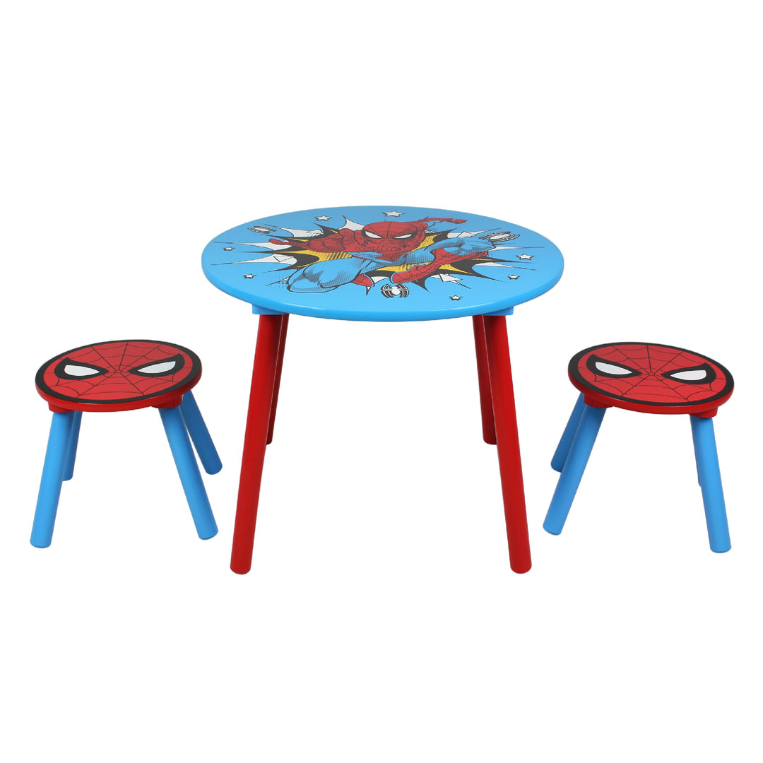 Marvel Spider-Man Tisch- und Hocker-Set für 2 Personen, hält bis zu 30 kg pro Hocker, perfekt zum Sp