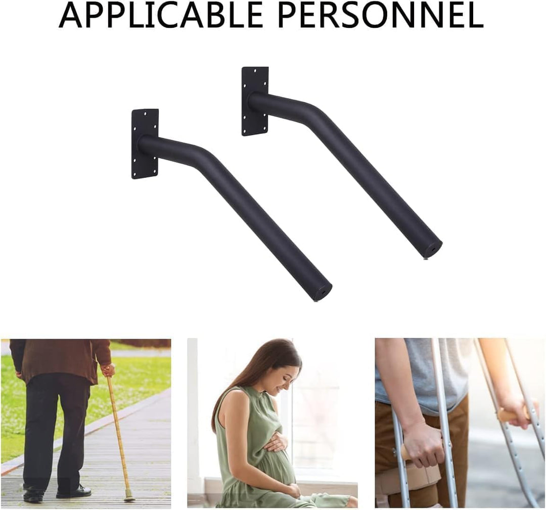 VANROUG 2 Stück Schwarze Übergangshandläufe Handläufe für Outdoor-Stufen, Fit 1 oder 2 Stufen Outdoo