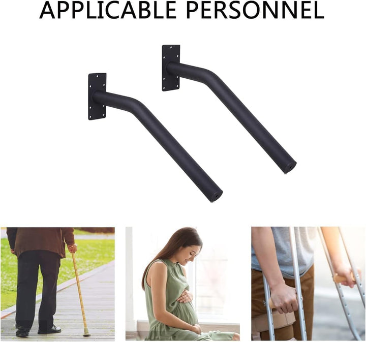 VANROUG 2 Stück Schwarze Übergangshandläufe Handläufe für Outdoor-Stufen, Fit 1 oder 2 Stufen Outdoo