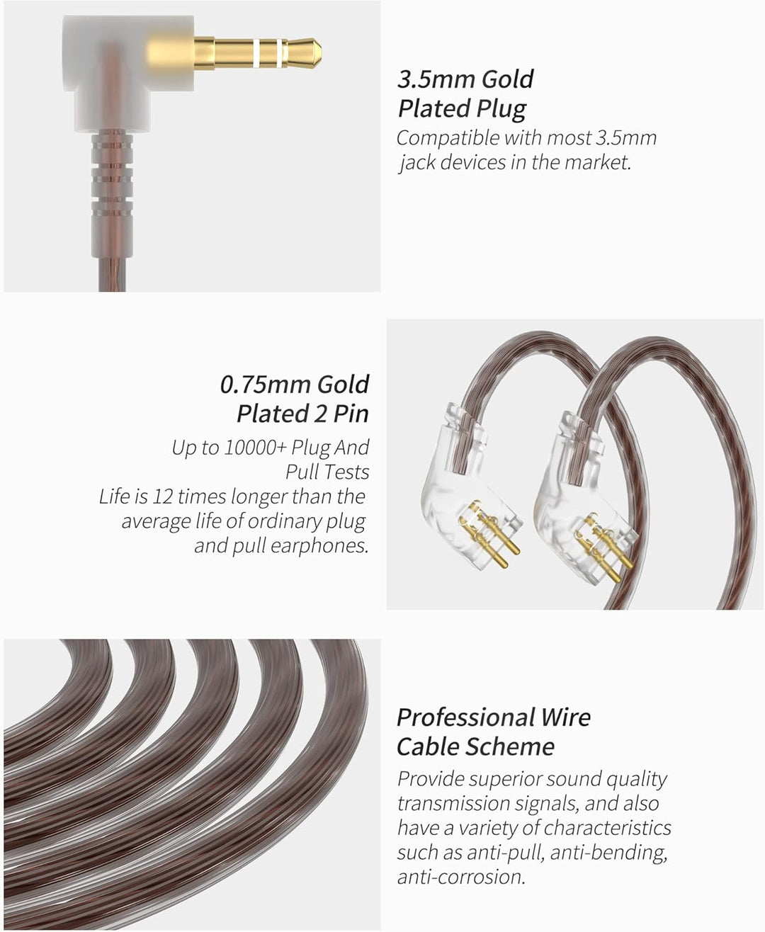 CCA C10 Hybrid-Treiber-In-Ear-Kopfhörer, HiFi-Stereo-Ohrhörer, leistungsstarker Bass, Sport-Headset