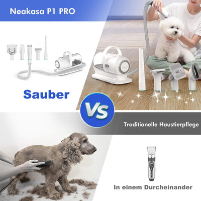 Neakasa P1 Pro Hundeschermaschine mit Staubsauger, leise Schermaschine Hund Katze, Profi Haustierpfl