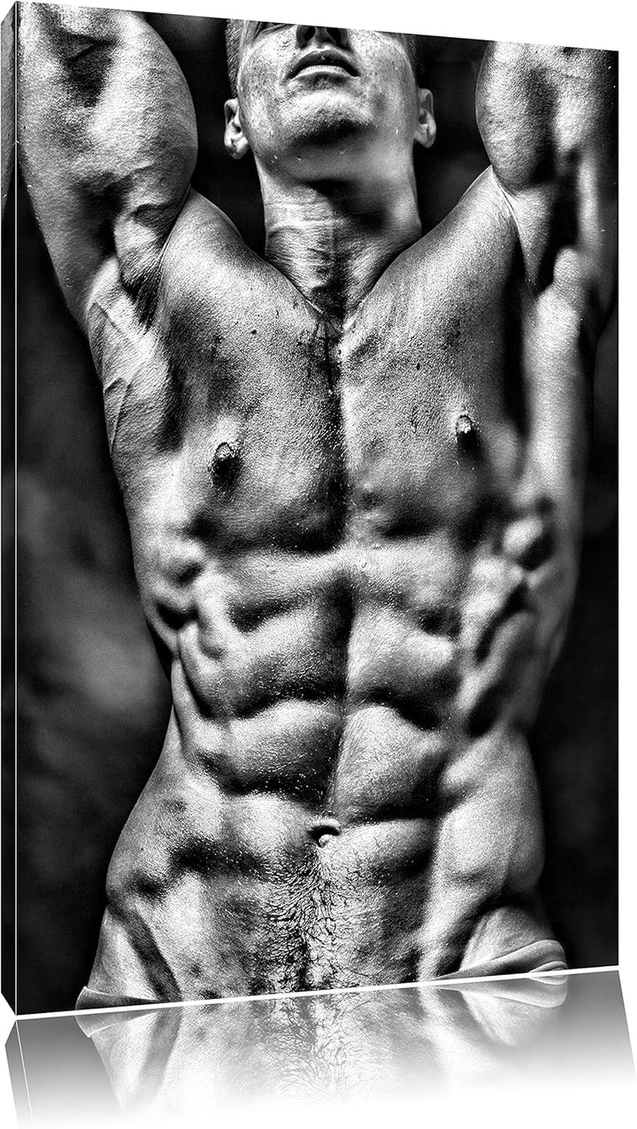 Monocrome, Sixpack Body, Format: 100x70 auf Leinwand, XXL riesige Bilder fertig gerahmt mit Keilrahm
