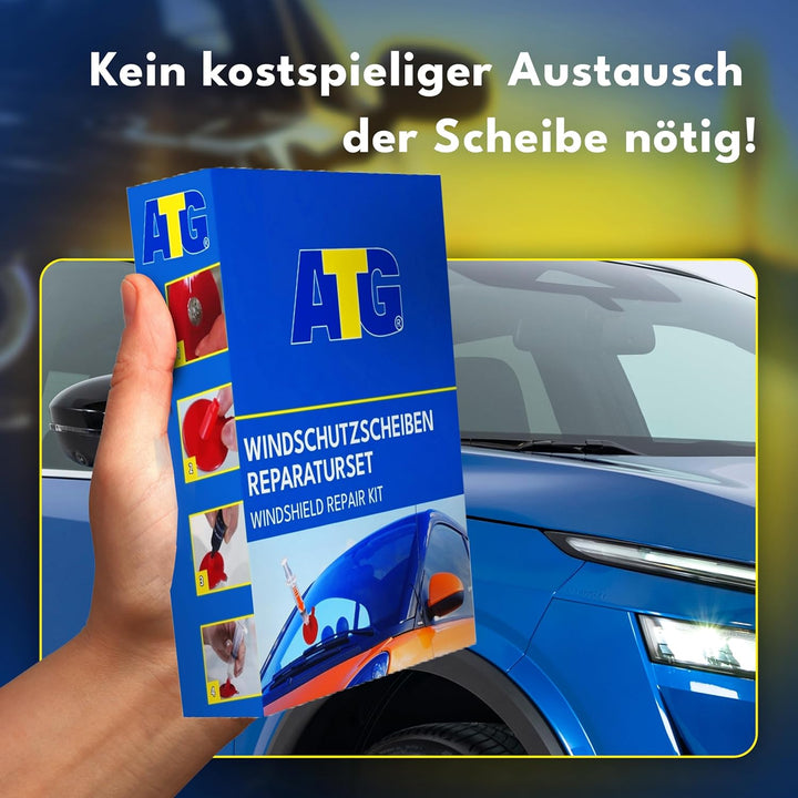 ATG® Steinschlag Reparaturset Windschutzscheibe - Universelles Auto Glas Reparatur Set - Professione
