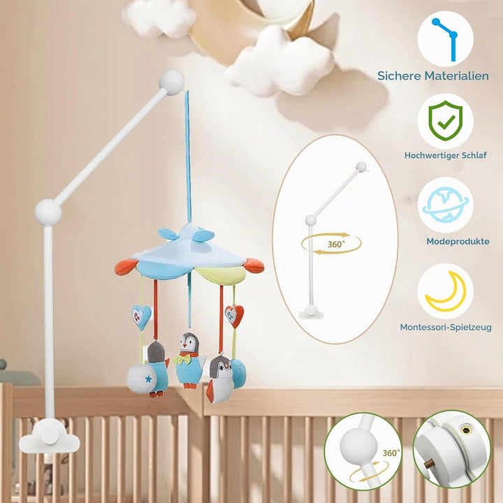 Schwenkbare Krippe Mobile Stand, hölzerne Rassel Stand Mobile Arm, höhenverstellbar, Cloud Shaped Ba
