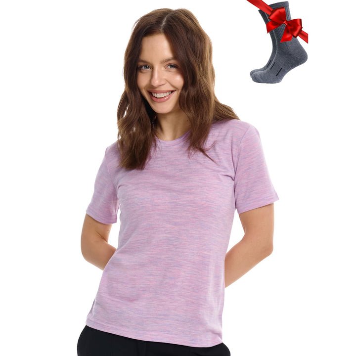 Merino.tech Merinowolle T-Shirt Damen - 100% Merinowolle Leichte Basisschicht Damen Kurzarm T-Shirt