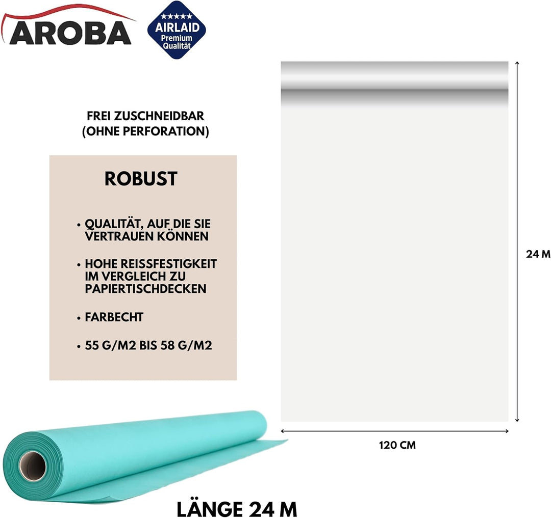 AROBA 1x Airlaid Tischdeckenrolle (Hellblau, 1,2 m x 24 m) - Stoffähnliche Tischdecke - Hochwertige