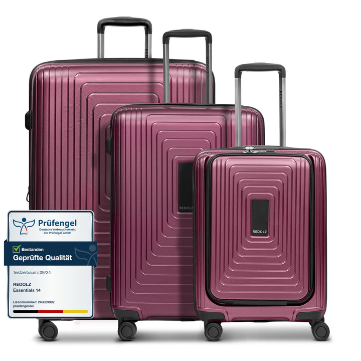 REDOLZ Hartschalen Koffer-Set-3-teilig | S 55 cm Laptopfach + M 66 cm + L 77 cm | Dehnfalte erweiter