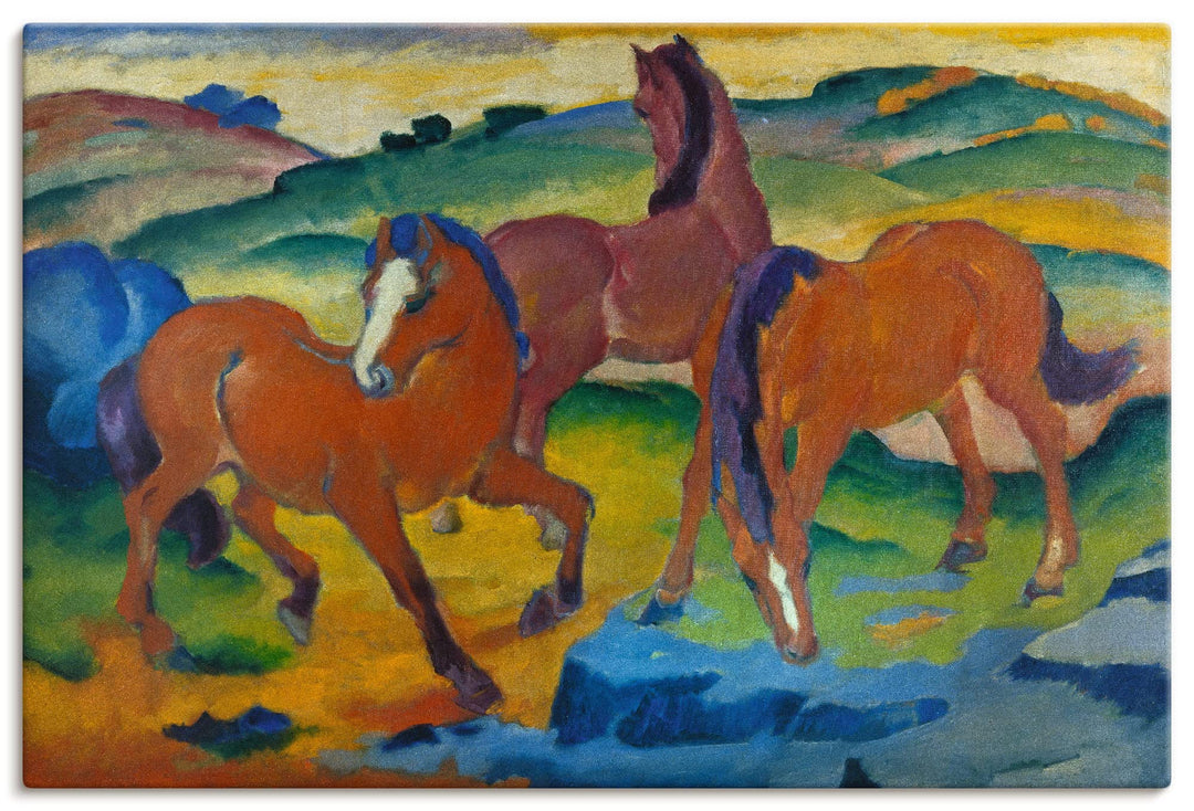ARTland Leinwandbilder Wandbild Bild auf Leinwand 60x40 cm Wanddeko Landschaften Weide Tiere Die rot