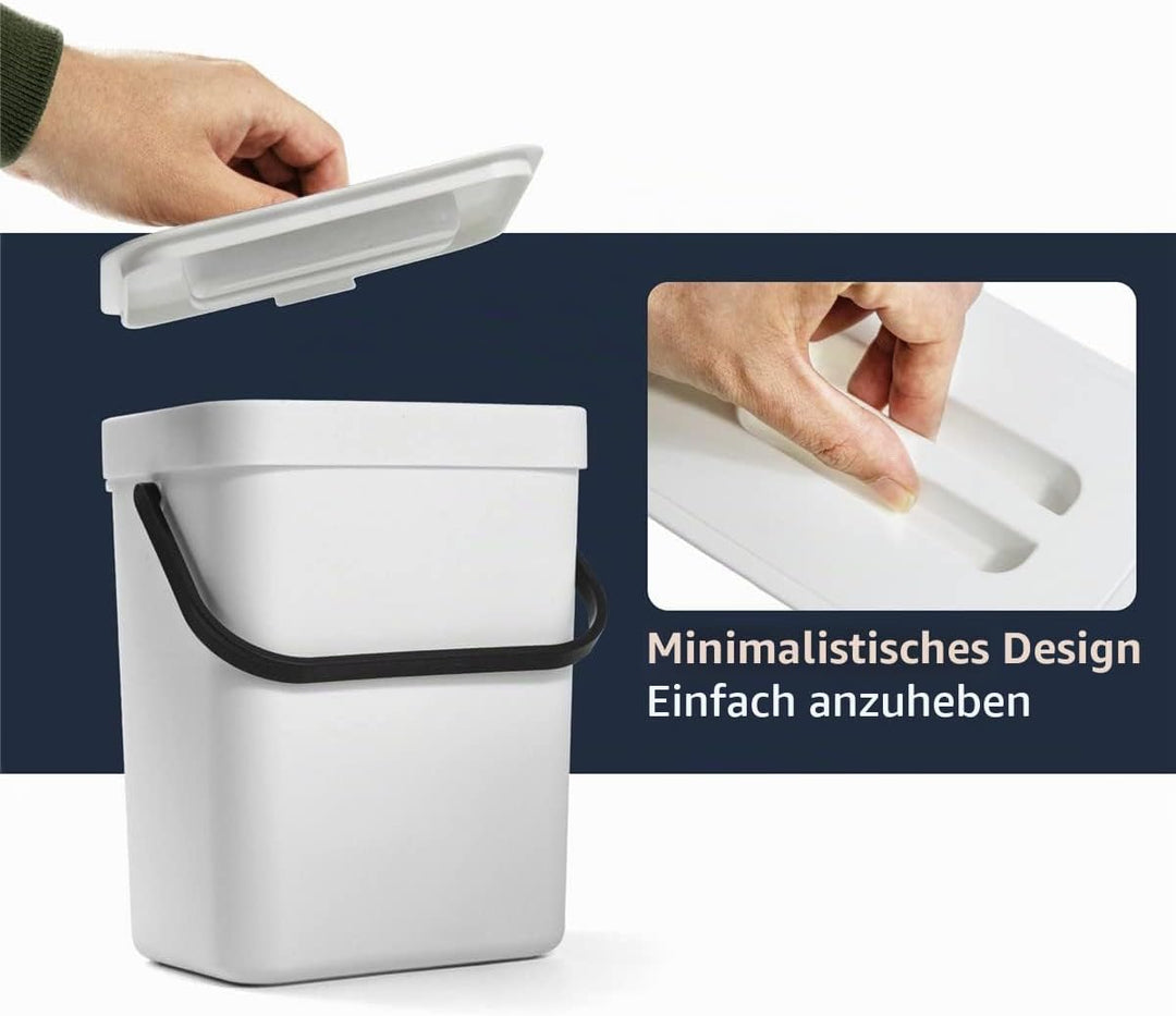 Spesh Biomülleimer Küche 2er-Set(5L+3L) Kunststoff Komposteimer Geruchsdicht Aufhängbar Abfalleimer