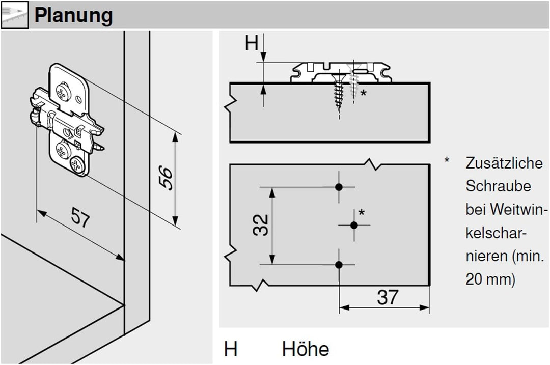 BLUM Clip top Möbel-Scharnier | Möbelband; Eckanschlag, 10 Stück inkl. Montageplatten, Schrauben und