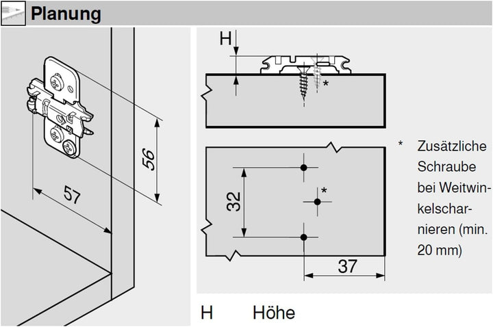 BLUM Clip top Möbel-Scharnier | Möbelband; Eckanschlag, 10 Stück inkl. Montageplatten, Schrauben und