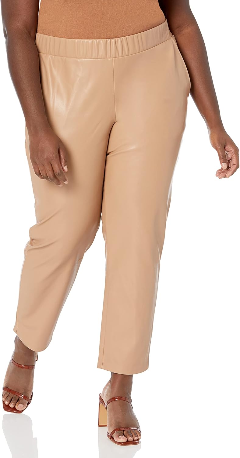 The Drop Damen @lisadnyc Jogginghose aus Kunstleder zum Hineinschlüpfen L Kamelbraun, L Kamelbraun