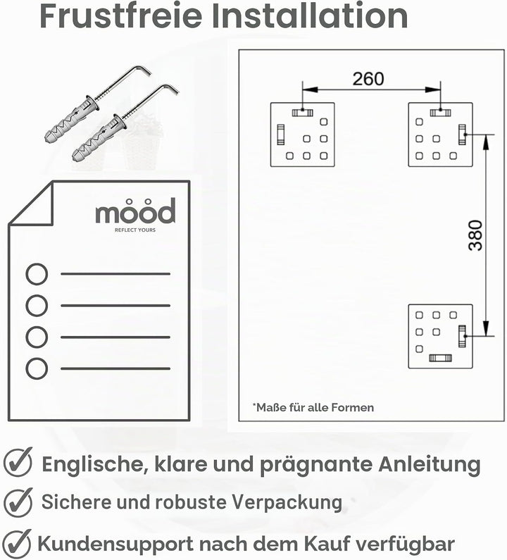 Badezimmerspiegel, Badspiegel, Wandspiegel, Spiegel, Zwei Schichten aus Glas rechteckig - Schöne Qua