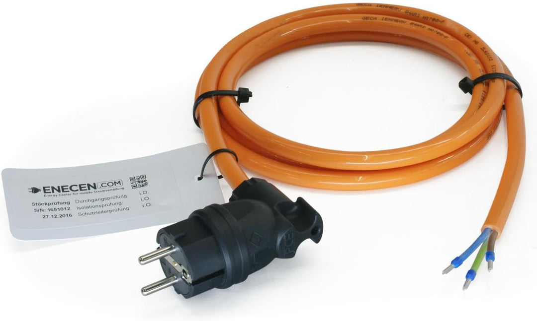 ENECEN 1193203 Anschlusskabel 230V/16A IP44 PUR H07BQ-F 3x2,5 mm² mit Vollgummi Winkel-Stecker/freie