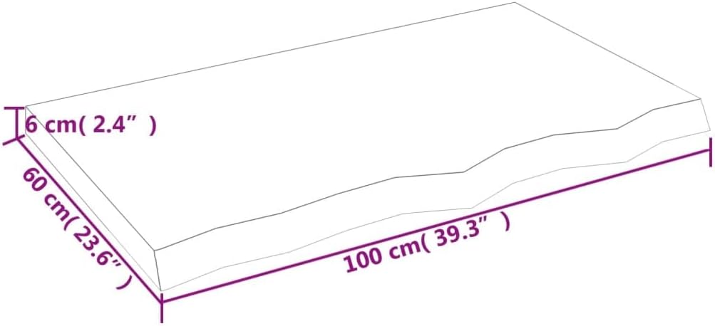 vidaXL Tischplatte Hellbraun 100x60x6 cm Massivholz Eiche Behandelt Hellbraun 100 x 60 x 6 cm, Hellb
