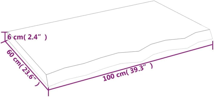 vidaXL Tischplatte Hellbraun 100x60x6 cm Massivholz Eiche Behandelt Hellbraun 100 x 60 x 6 cm, Hellb