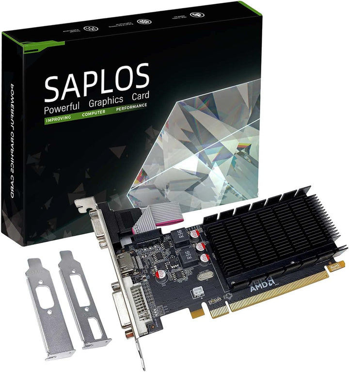 SAPLOS Radeon HD 5450 Grafikkarte, 2GB DDR3 64-bit, Low Profile, DVI-I HDMI VGA, PCI Express x16, Di
