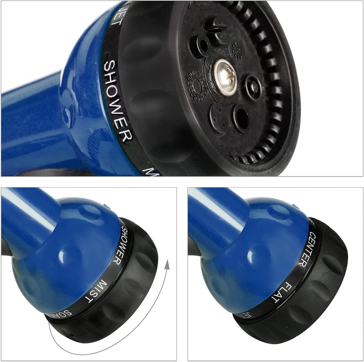 Relaxdays Spiralschlauch Wasser, bis 10 m ausziehbar, flexibler Gartenschlauch mit Wasserbrause, 7 S