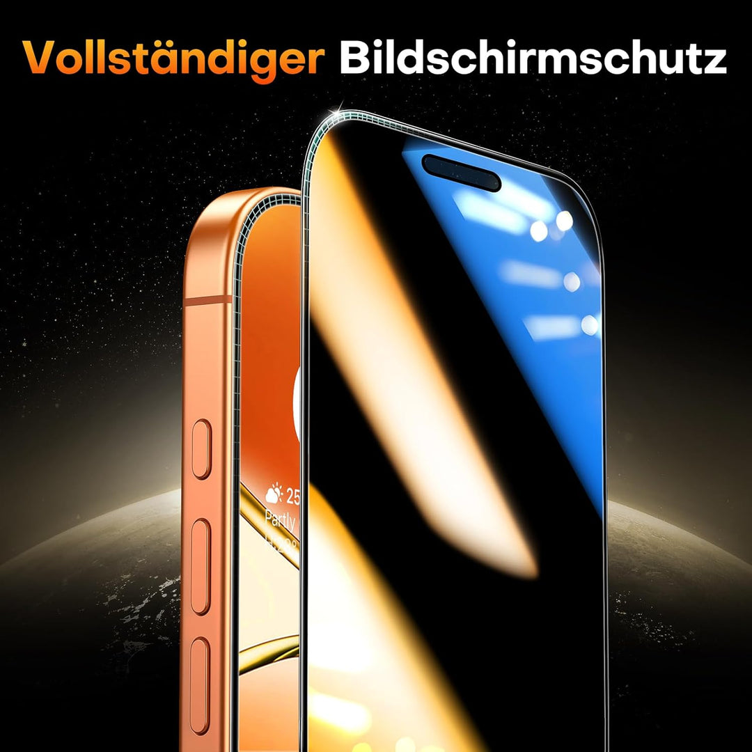 TOCOL für iPhone 16 Pro Max für Panzerglas Sichtschutz, Stossfest Full Screen Auto-Installation 0 Bl
