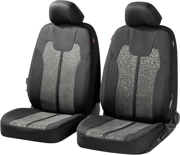 Walser Autositzbezüge Corso mit Reissverschluss, Zipp-IT Schonbezüge, 2 Vordersitzbezüge schwarz/Sil