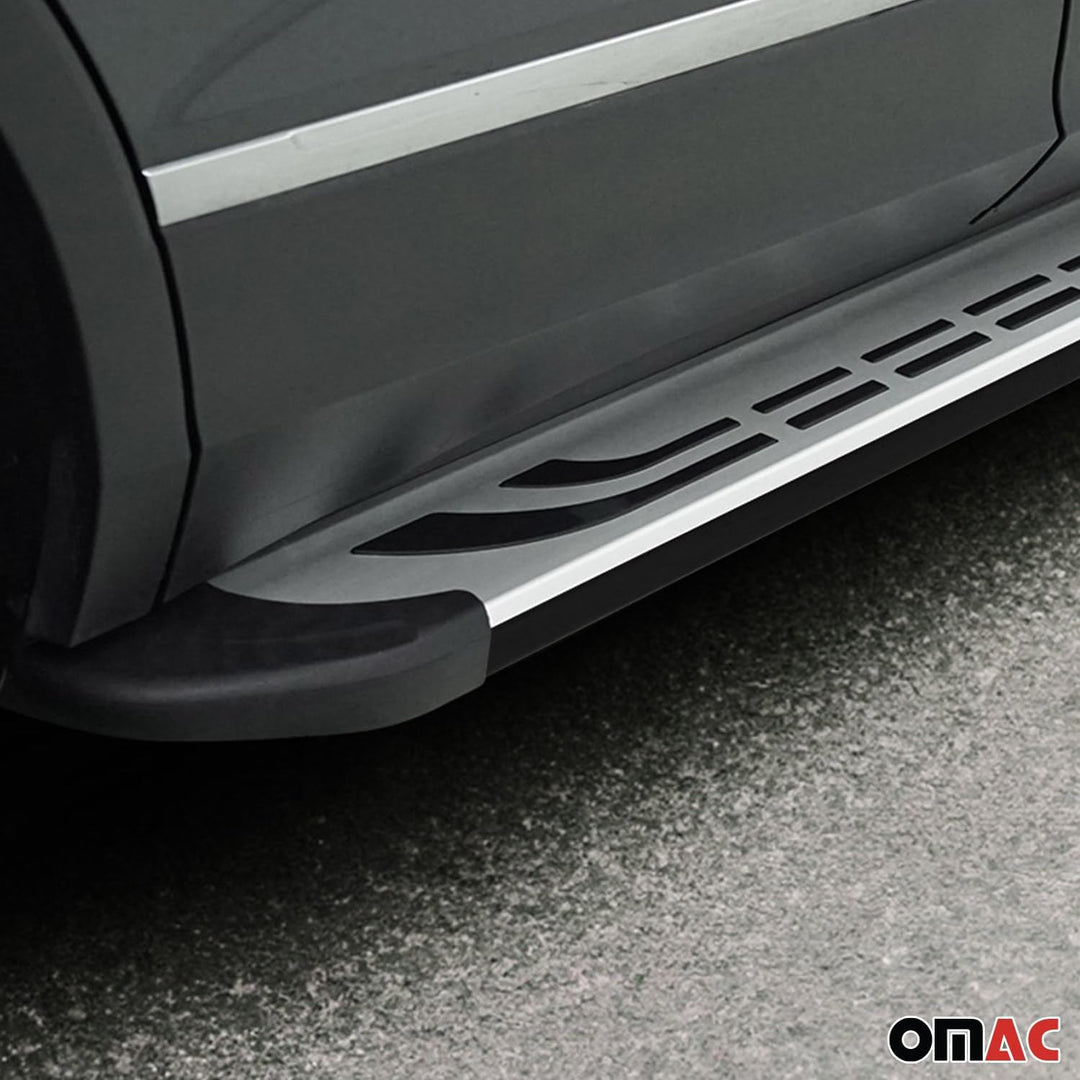 OMAC Trittbretter Seitenschweller kompatibel mit Ford Kuga St Line 2013-2020 Silber Schwarz 2X FABA