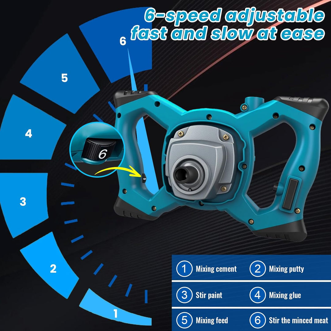 2400W Mörtelrührer Rührwerk M14 mit Bürstenlosem Motor, Elektrischer Betonmischer, 0–1700 U/min mit
