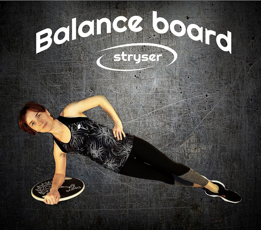 STRYSER Balance Board aus Holz - Gleichgewichtstrainer, Bewegungskreisel für Physiotherapie inkl. Th