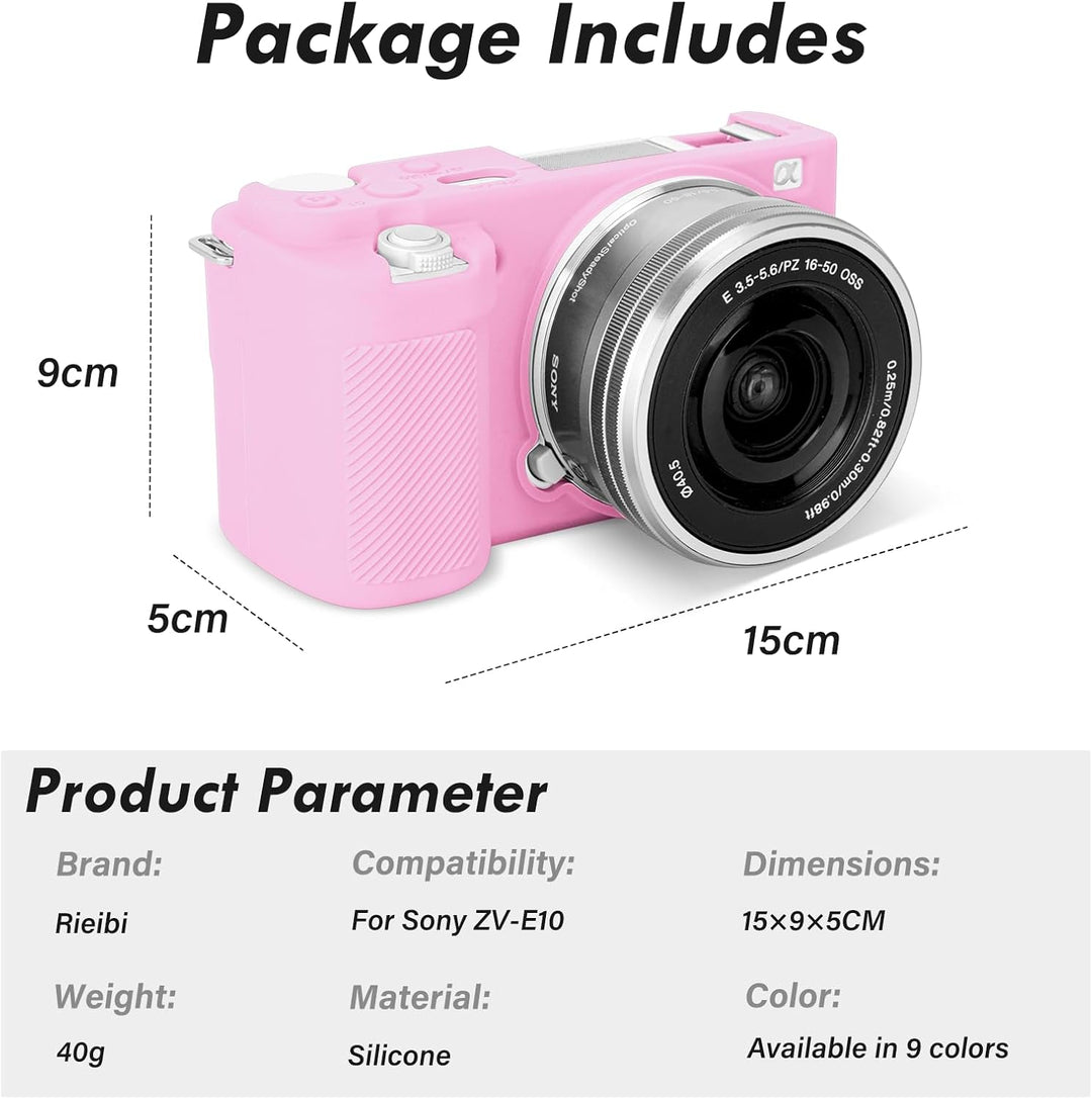 Rieibi ZVE10 Hülle, Weiche Silikon-Schutzhülle für Sony ZV-E10 ZVE10 Kamera rose, rose