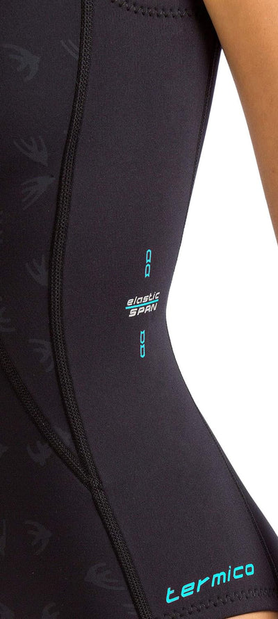 Cressi Termico Long Sleeve Lady Swimsuit Schwarz/Logo Aquamarin XS/1 Standard, Schwarz/Logo Aquamari