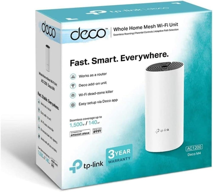 TP-Link Deco M4 Mesh WLAN Set (1er Pack), AC1200 Dual Band Router &amp; Repeater, 2x Gigabit Ports, Zusa