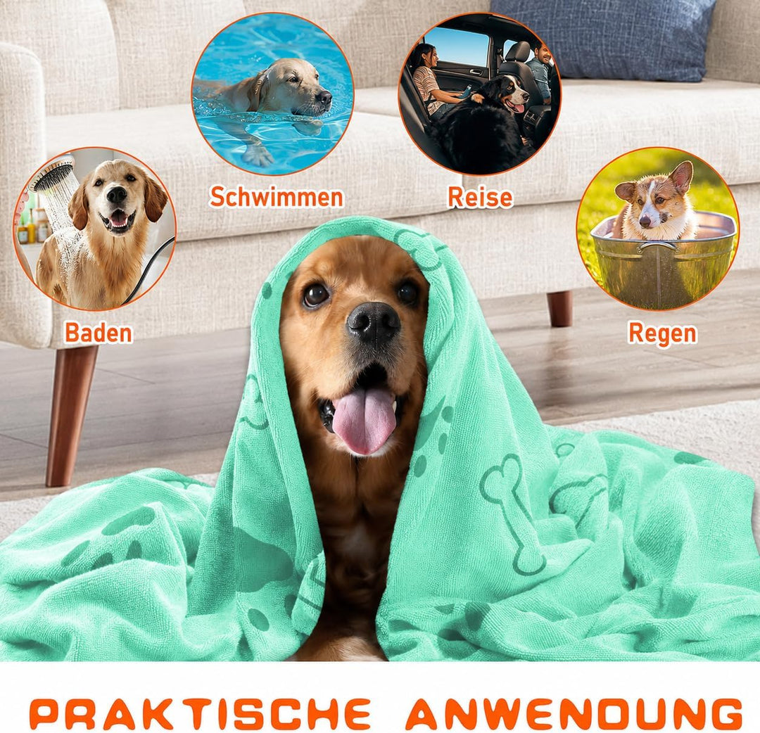 Hundehandtuch 8er Set, Mikrofaser-Handtücher 140 x 70 cm für Hunde &amp; Katzen | Extra Saugstark &amp; Weic