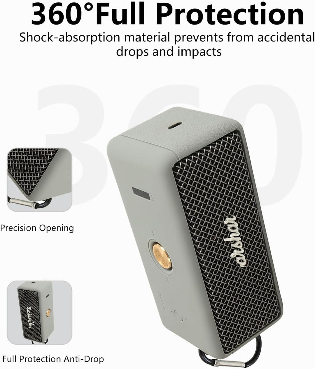 Schutzhülle aus Silikon für Marshall Emberton II tragbare Bluetooth-Lautsprecher – stossfest, staubd