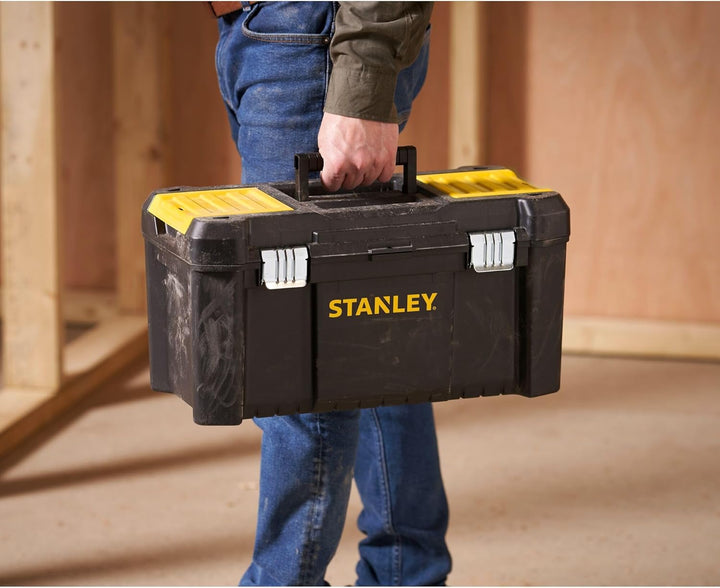 STANLEY Werkzeugkoffer (19", 49x25x25cm, Werkzeugbox mit Metallschliessen, stabiler Organizer aus Ku