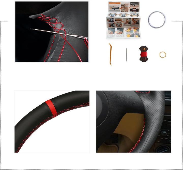 MEWANT Lenkradbezug für Golf 4 für Passat B5 für Polo MK6 für Seat Leon 1M für Fabia 1(6Y) Hand Nähe