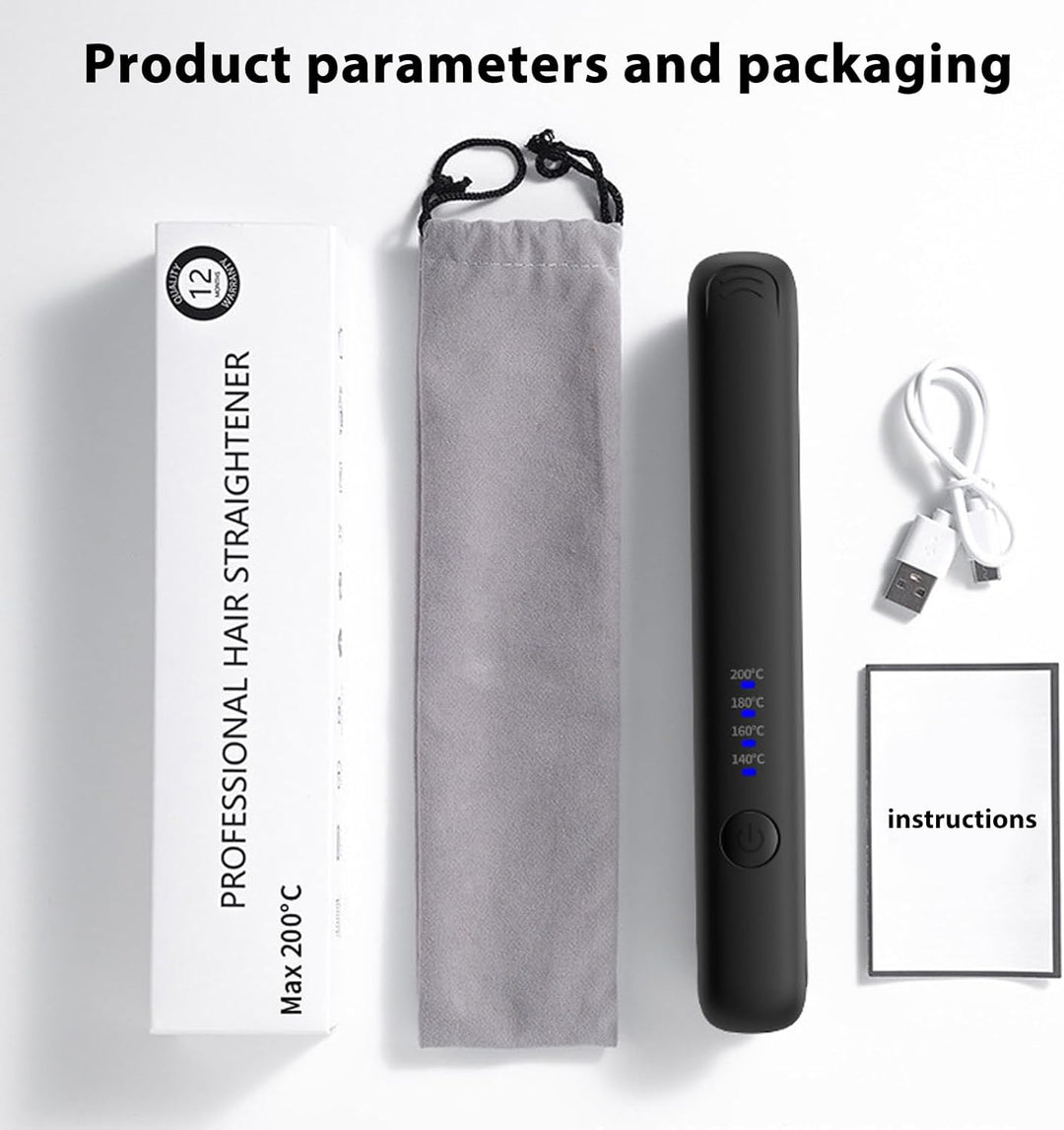 VegenaMini Glätteisen Kabellos, 2-In-1 Haarglätter, 3200mah Reise Glätteisen, Lockenstab Mit 4 Einst
