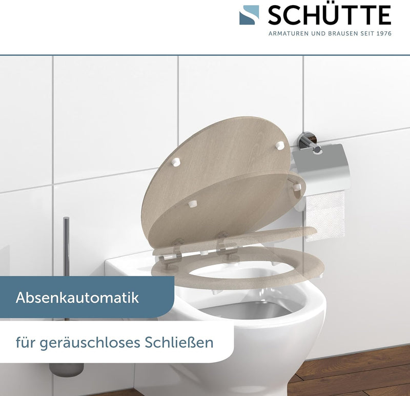 SCHÜTTE WC-Sitz MODERN mit Absenkautomatik aus Holz | Toilettensitz mit Klodeckel | Holzkern Toilett