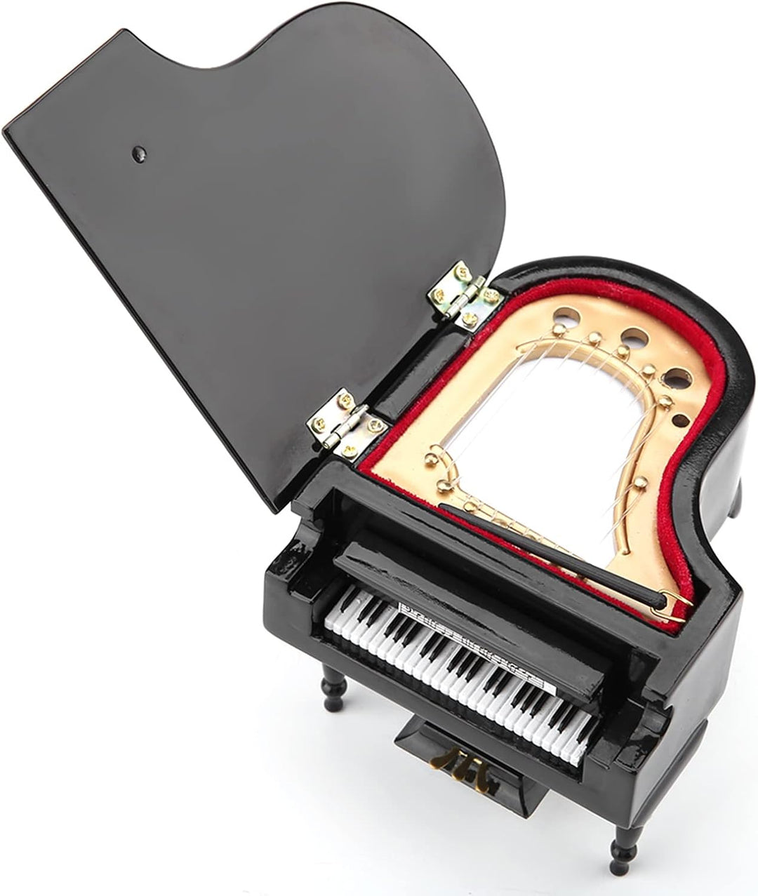 Mini Klavier Deko, Miniatur Klavier aus Holz, Schwarzes Klavier Modell mit Bank und Koffer, Puppenha