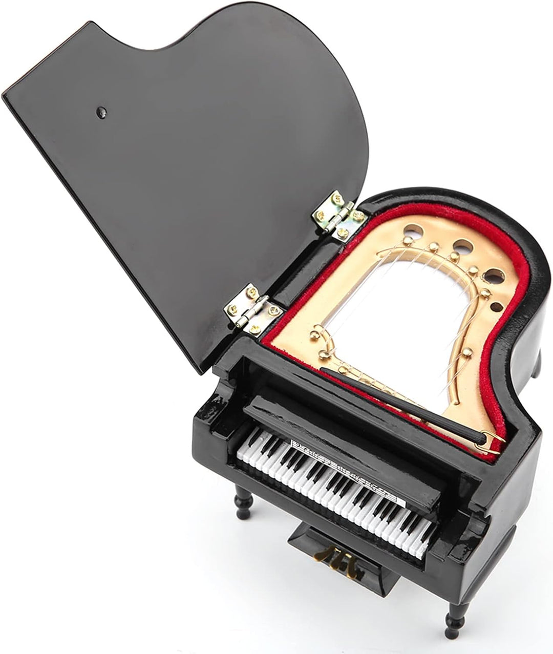 Mini Klavier Deko, Miniatur Klavier aus Holz, Schwarzes Klavier Modell mit Bank und Koffer, Puppenha