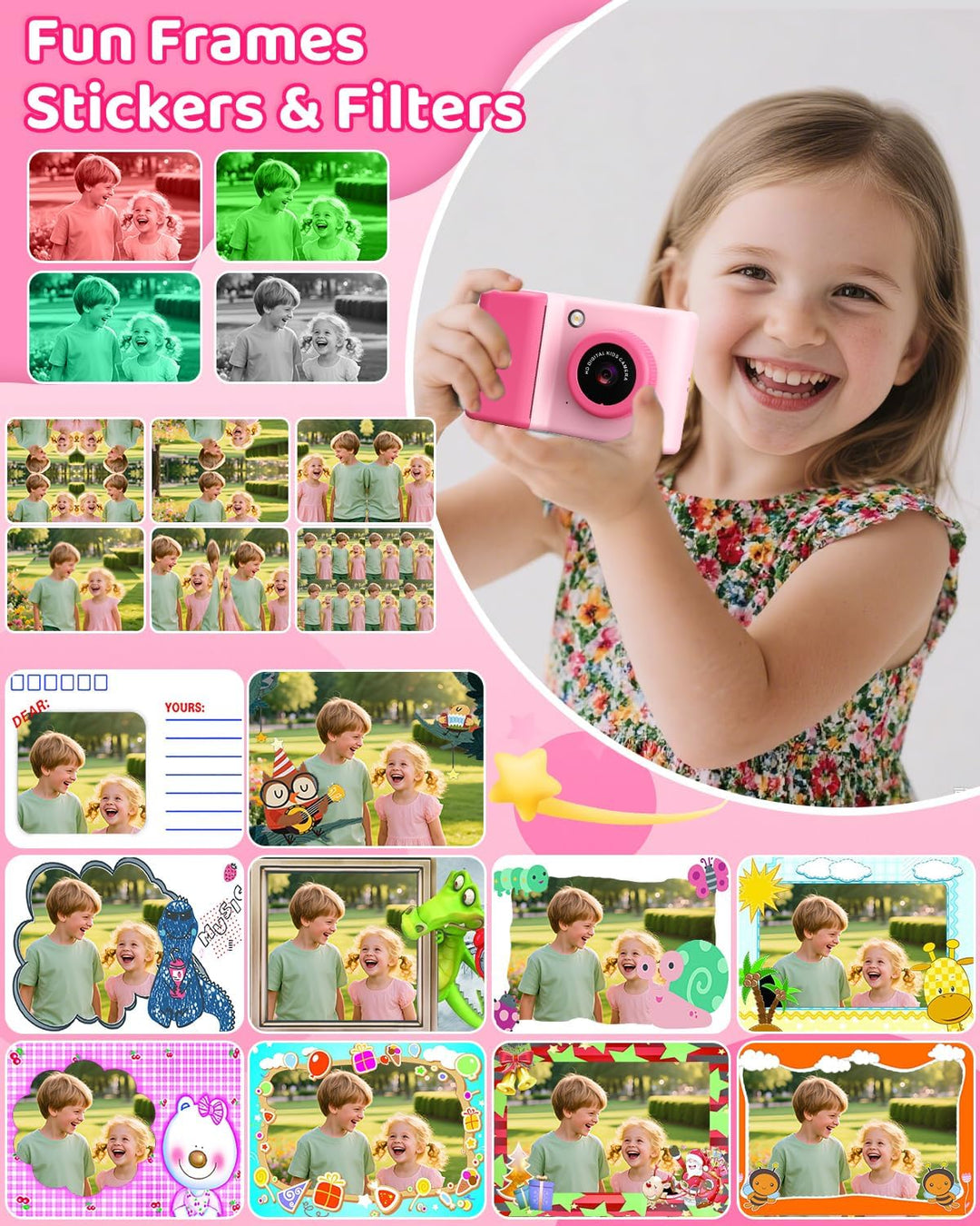 Sofortbildkamera Kinder, 20MP 1080P Digitalkamera Kamera Kinder Sofortdruck, 2,4 Zoll Kinderkamera S