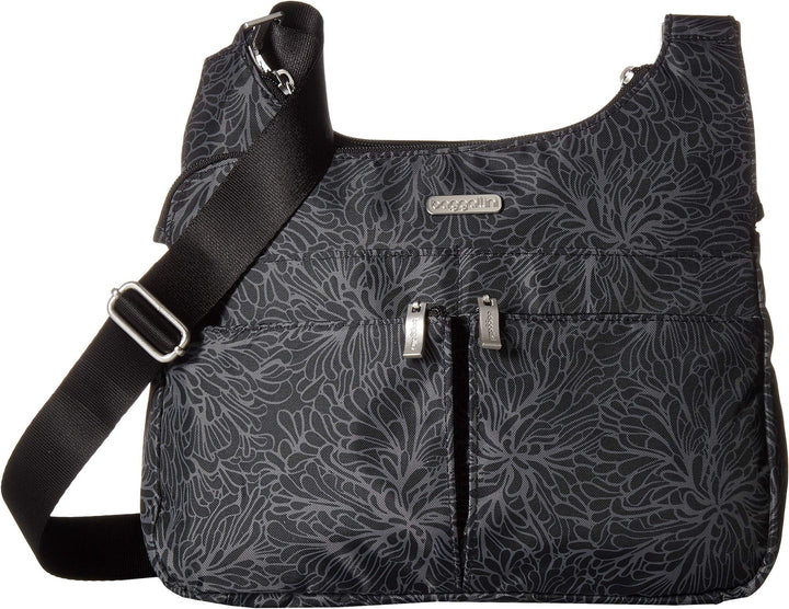 Baggallini Cross-Over-Crossbody-Tasche – leicht, wasserabweisend Midnight Blossom, Midnight Blossom